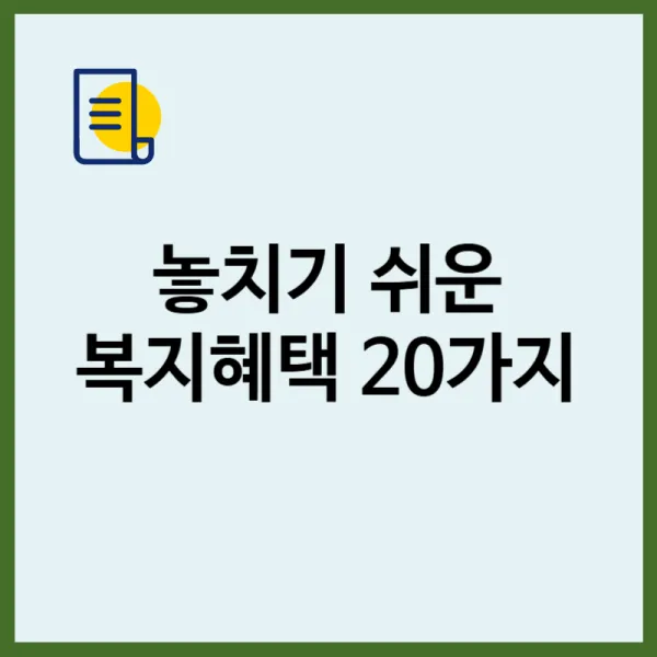 놓치기 쉬운 복지혜택 20가지 지금 바로 확인하세요